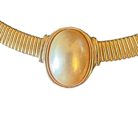 Vintage Christian Dior 1980s Omega Choker. Featuring Faux Pearl Focal Piece. - Picture 9 of 13
